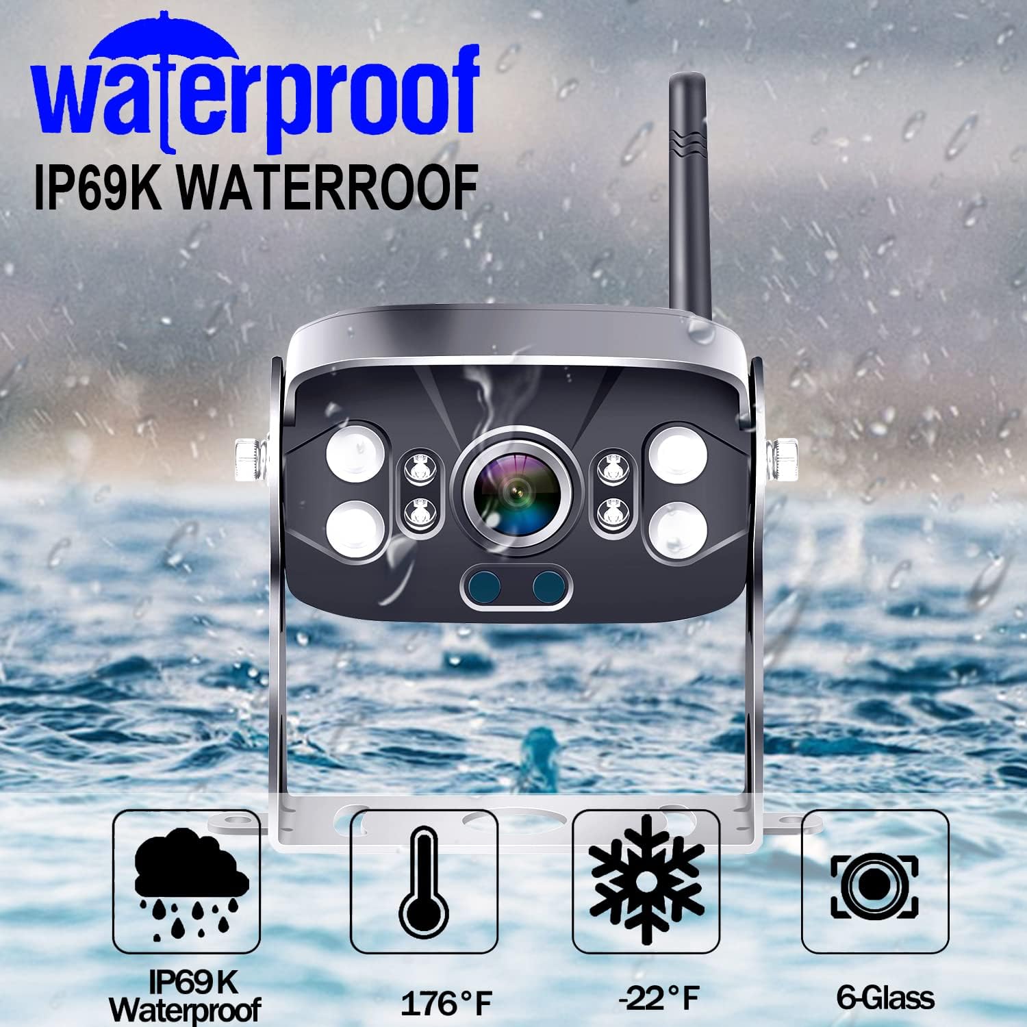 7 Inch Wireless HD 1080P Backup Camera with DVR Monitor V88712