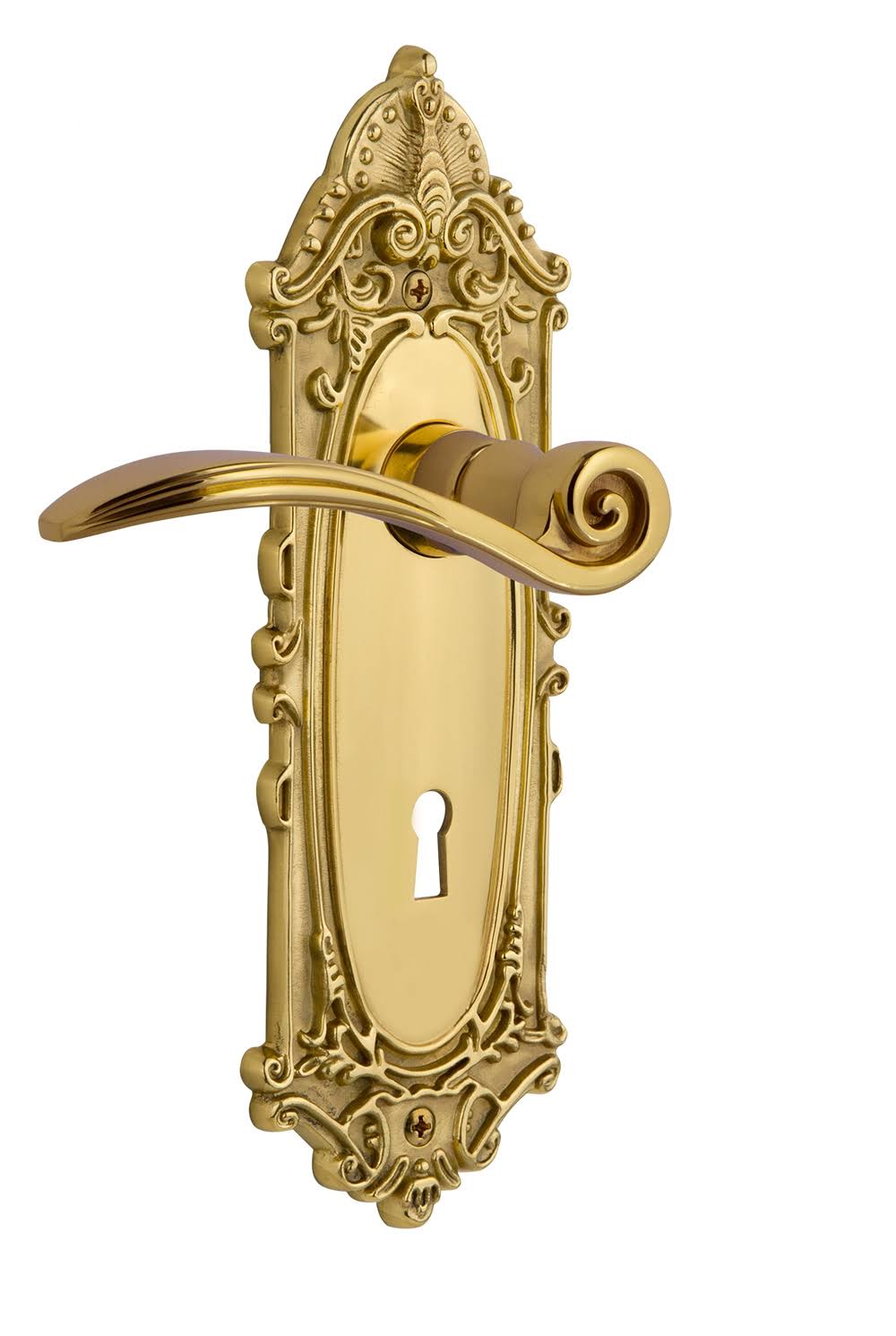 Victorian Polished Brass Privacy Door Lever Set M674703