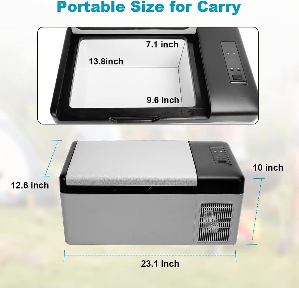 12V Portable Car Refrigerator, 15L/16 Quart Fridge Freezer, Mini Electric Compressor Cooler M112