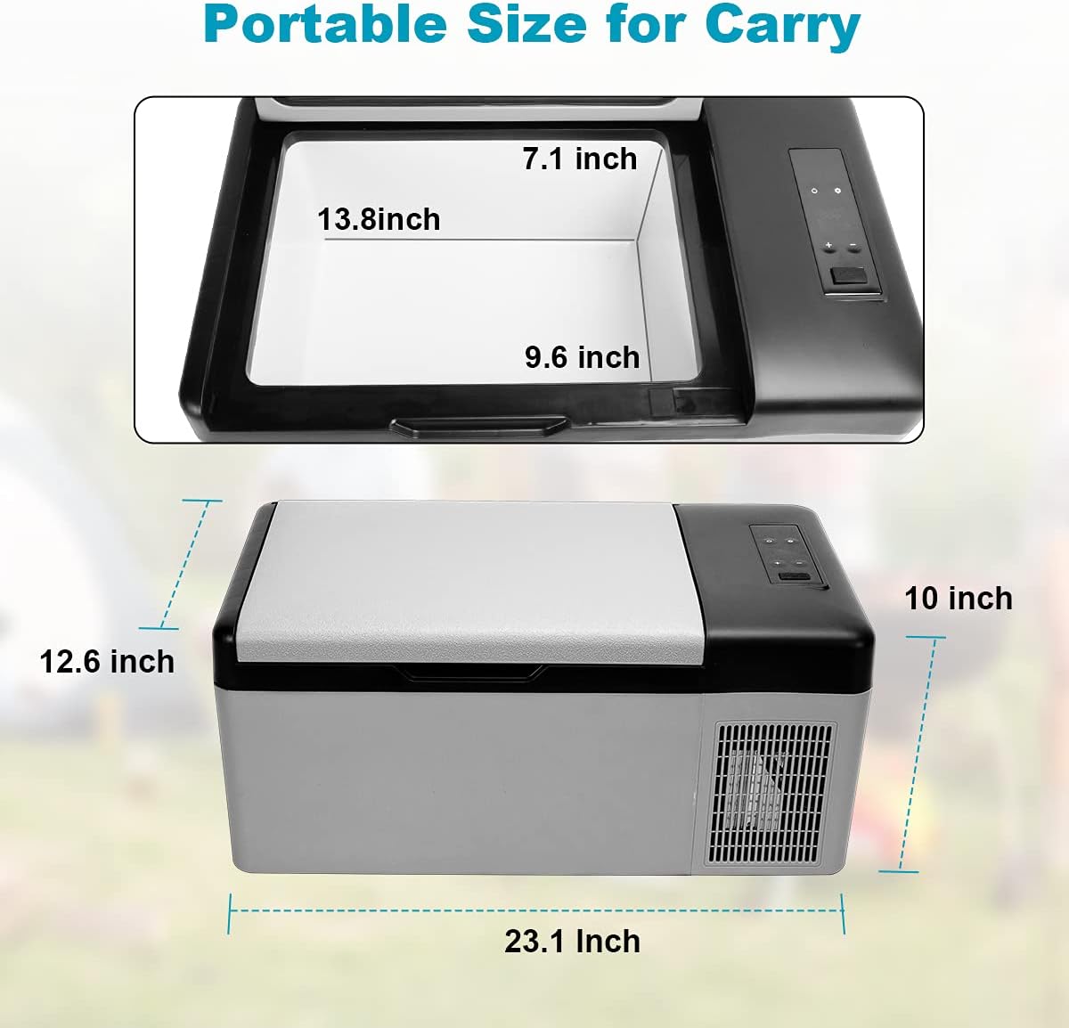 12V Portable Car Refrigerator, 15L/16 Quart Fridge Freezer, Mini Electric Compressor Cooler M112