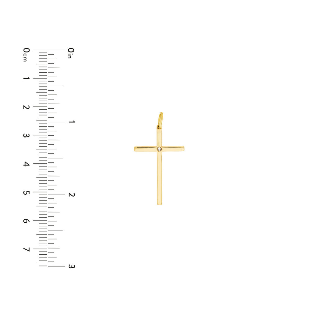 14k Yellow Gold Diamond Cross Pendant Necklace A703236