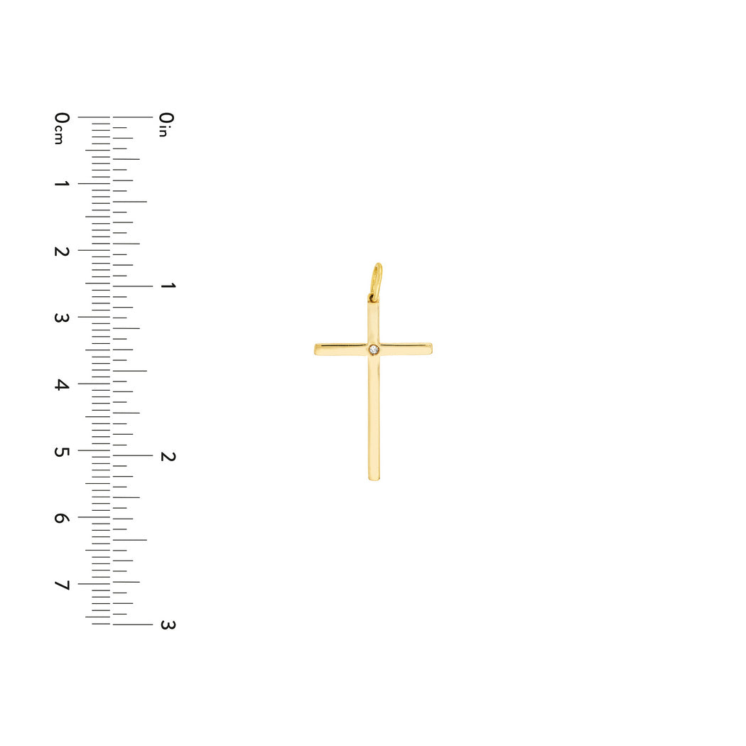 14k Yellow Gold Diamond Cross Pendant Necklace A703236