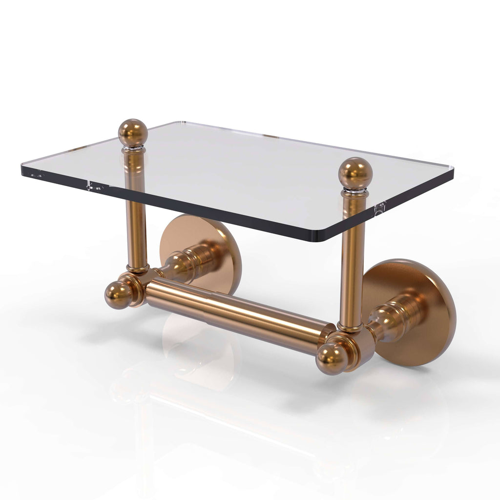 Two Post Toilet Tissue Holder with Glass Shelf Brushed Bronze F989150