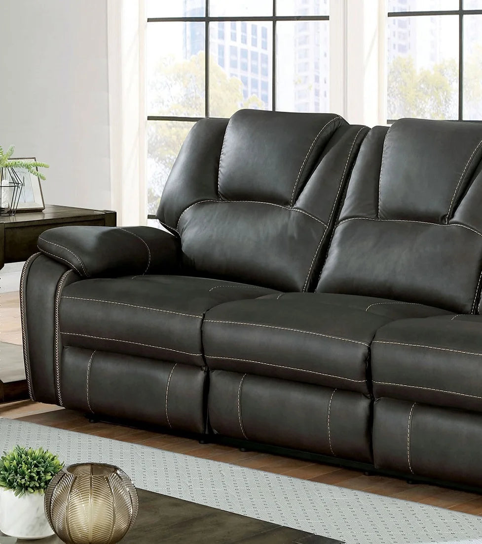 Gray Leatherette Solid Wood 3pc Motion Sofa Set M896736
