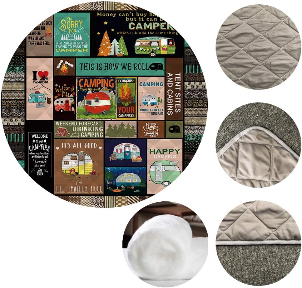 Quilted Camping Quilt Blanket for Bed Sofa (US Twin 59×80) V761