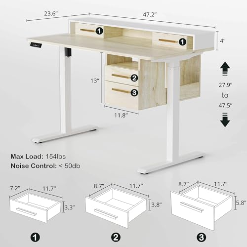 47.2 x 23.6 Inch Electric Height Adjustable Standing Desk with 4 Drawers H24395