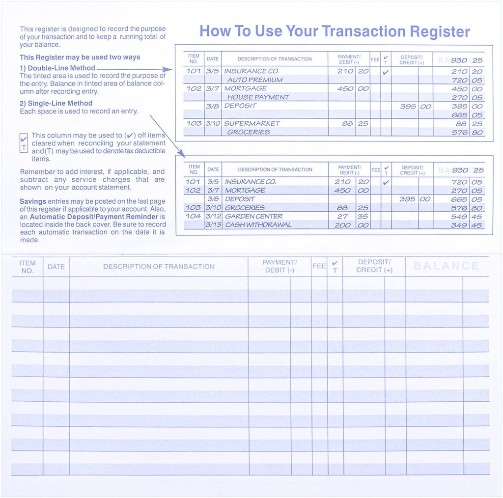 6PCS Checkbook Register K37088