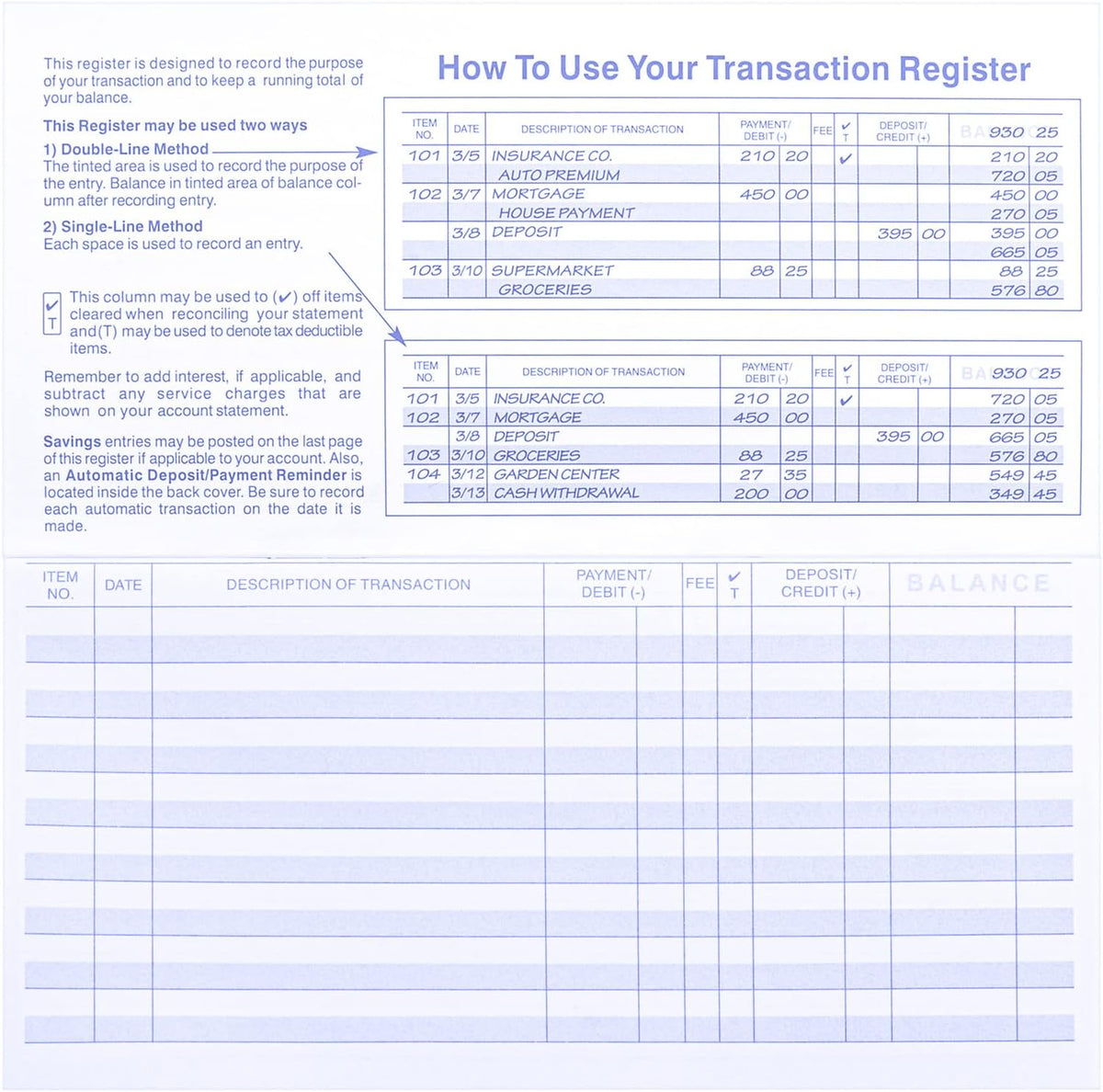 6PCS Checkbook Register K37088