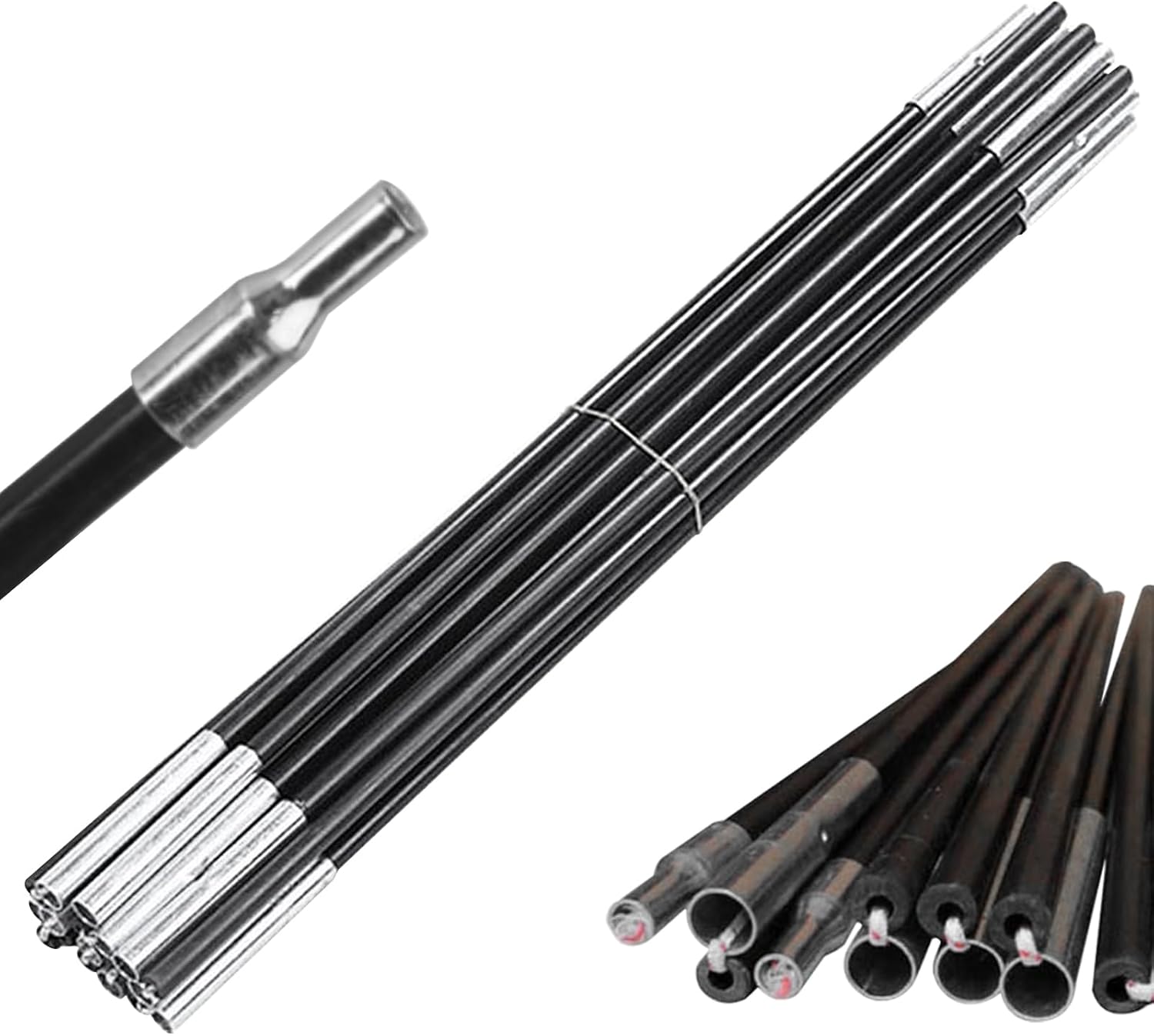 8mm 12.8ft Length Adjustable Fiberglass Tarp Poles 18 Sections O13466