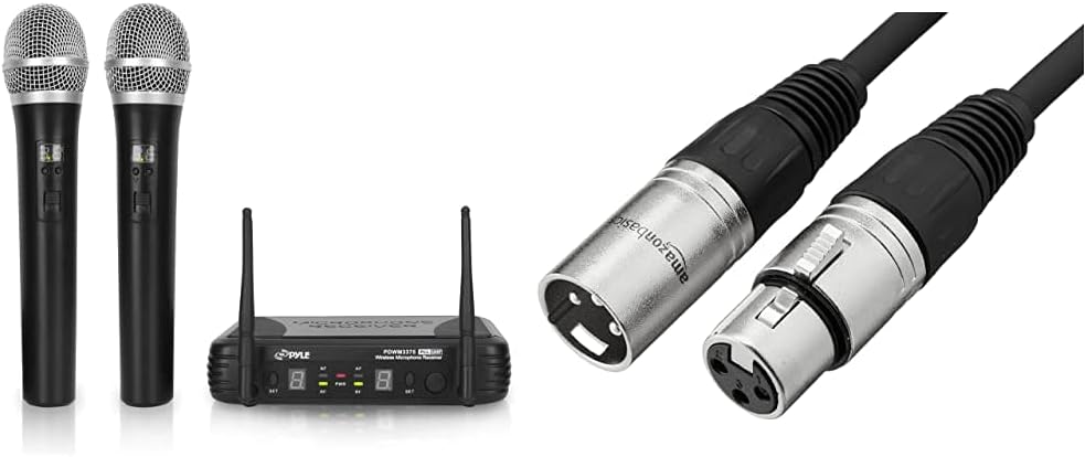 Dual UHF Band Wireless Handheld Microphone System with 2 Mics W857833
