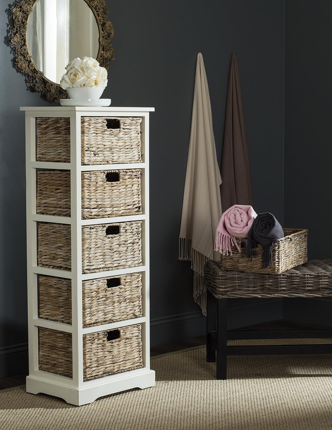 Wicker Basket Storage Tower Q2752