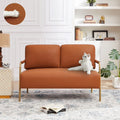 Brown Fabric 2-seater Loveseat Couch with Removable Back Cushion and Metal Leg P21067