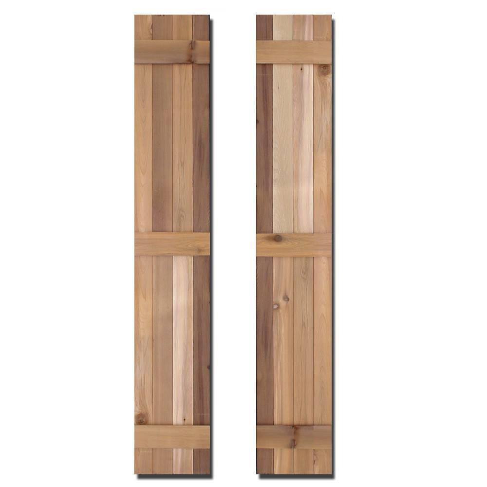 Natural Cedar Board-n-Batten Shutters Pair J31076