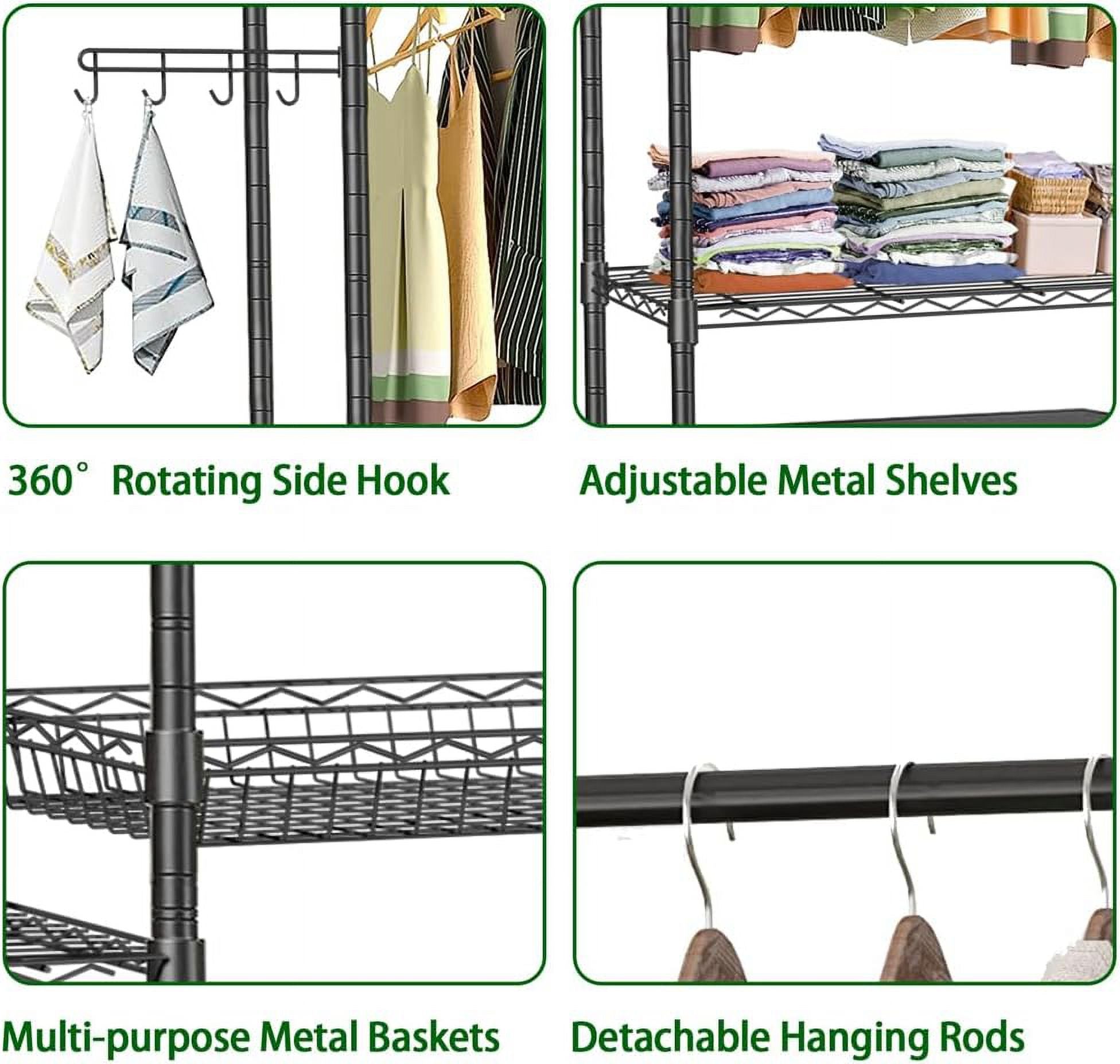 Black 4 Tiers Clothes Drying Rack with Adjustable Shelves T939