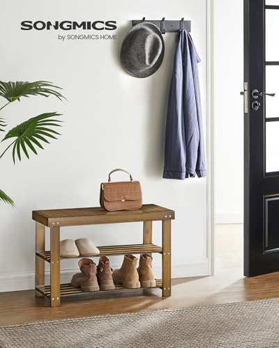 3-Tier Bamboo Shoe Storage Bench, Ink Black E17703