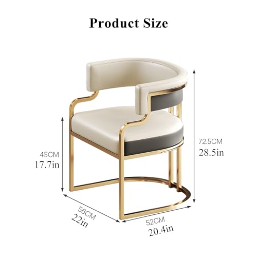 White Leather Tub Chair with Golden Metal Legs B31439