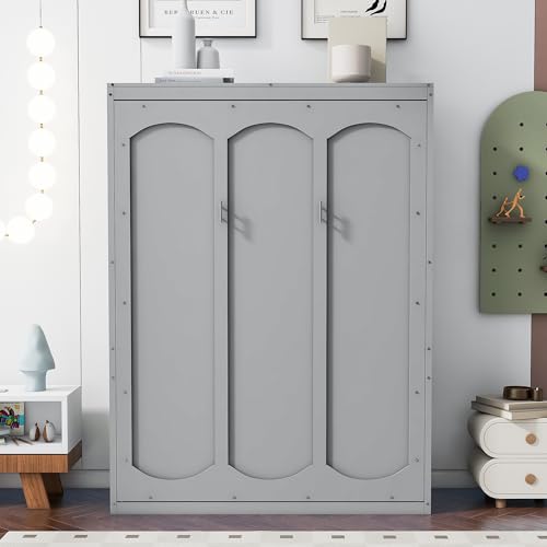 White Full Size Murphy Bed with 2 Tier Shelves M490340