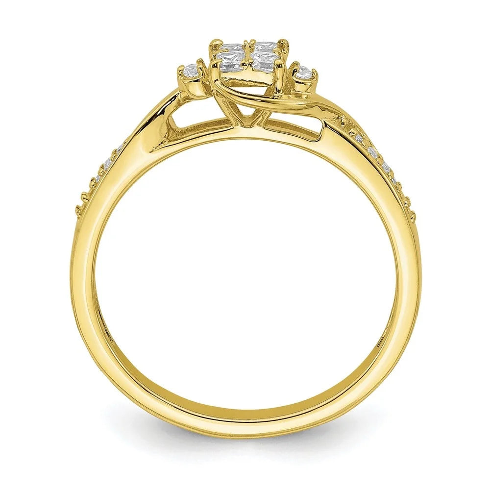 10k Yellow Gold Lab Grown Diamond Cluster Engagement Ring Y431