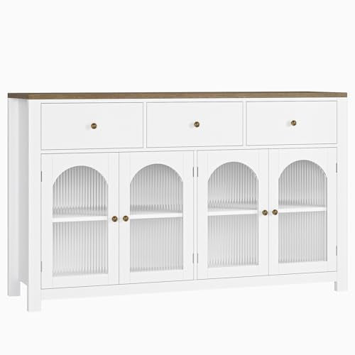 Black 55.1" Wood Buffet Cabinet with 3 Drawers and 4 Doors H700