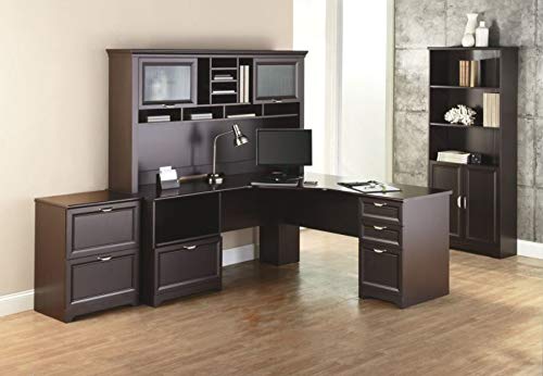 L Desk, 30"H x 70 9/10"W x 23 1/5"D, Espresso P9565