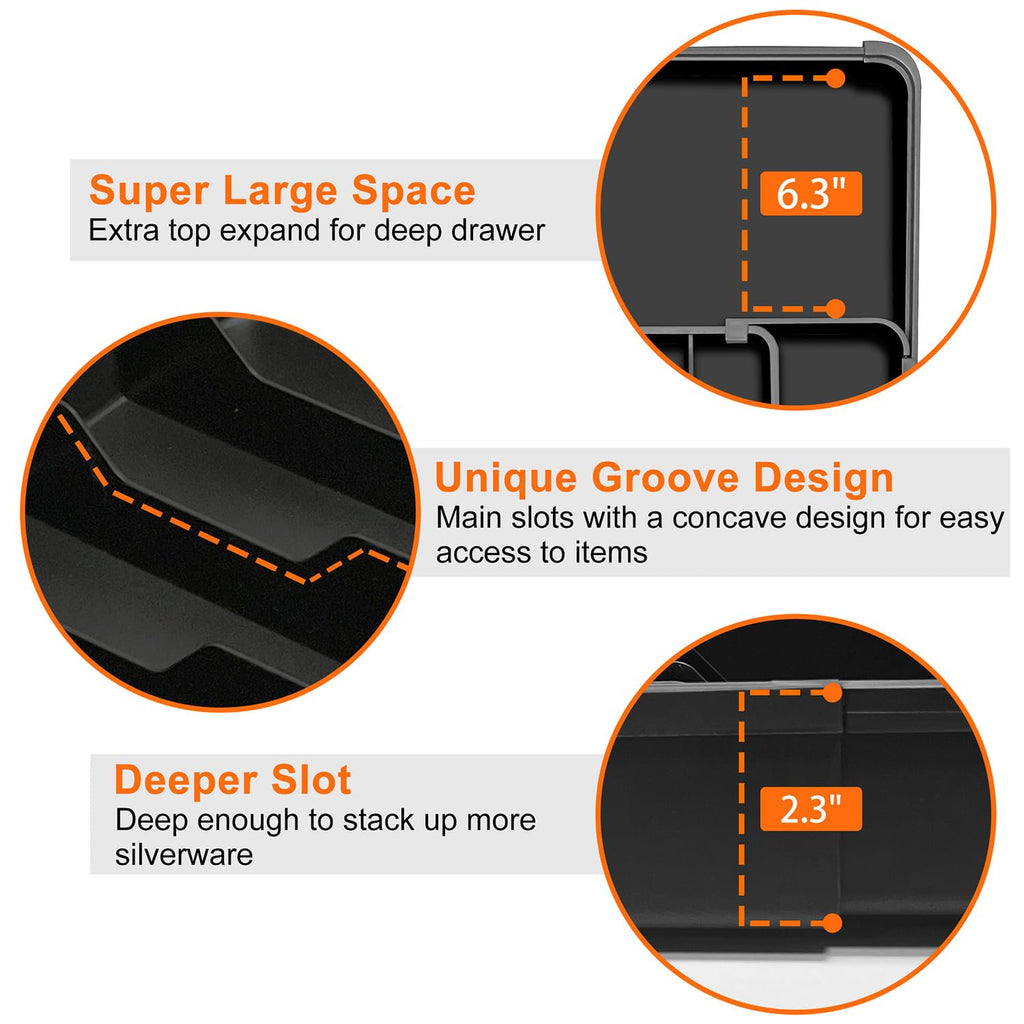 7-Section Expandable Drawer Divider, Black E658090