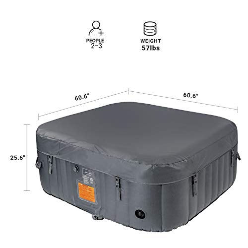 Portable Inflatable Hot Tub with 120 Bubble Jets, Black/White A155