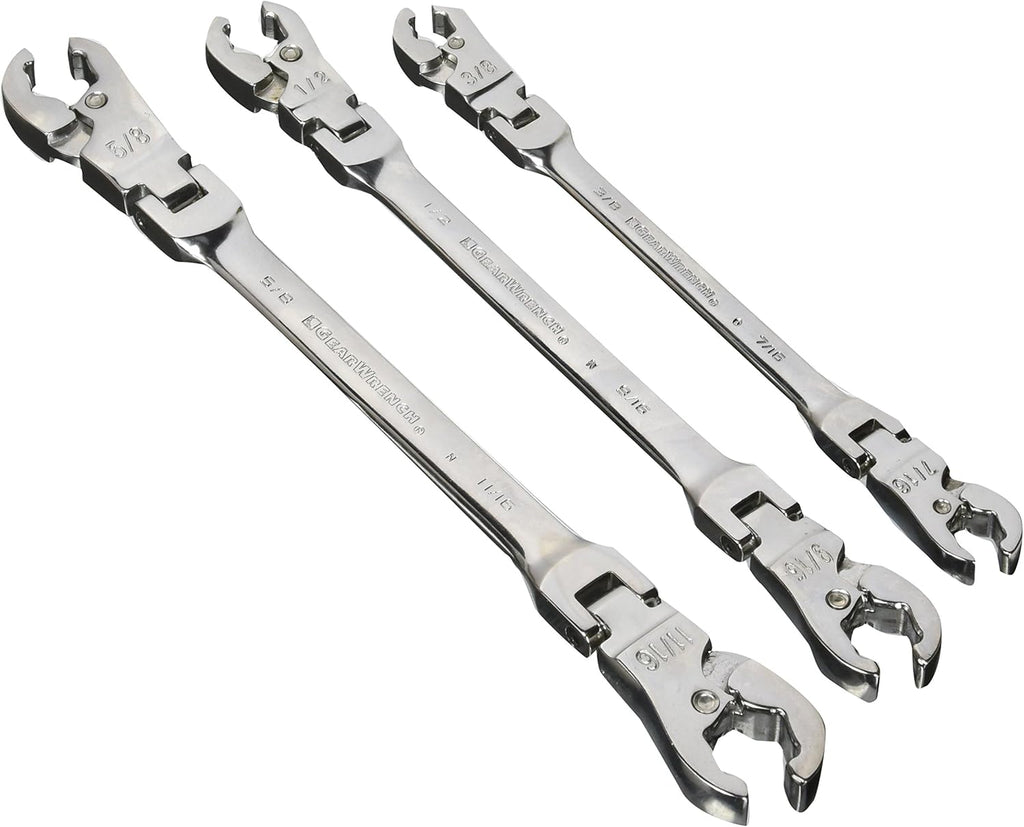 5 Pc. Ratcheting Flex Head Flare Nut Wrench Set, SAE M16747