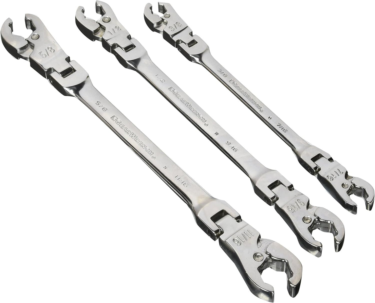 5 Pc. Ratcheting Flex Head Flare Nut Wrench Set, SAE M16747