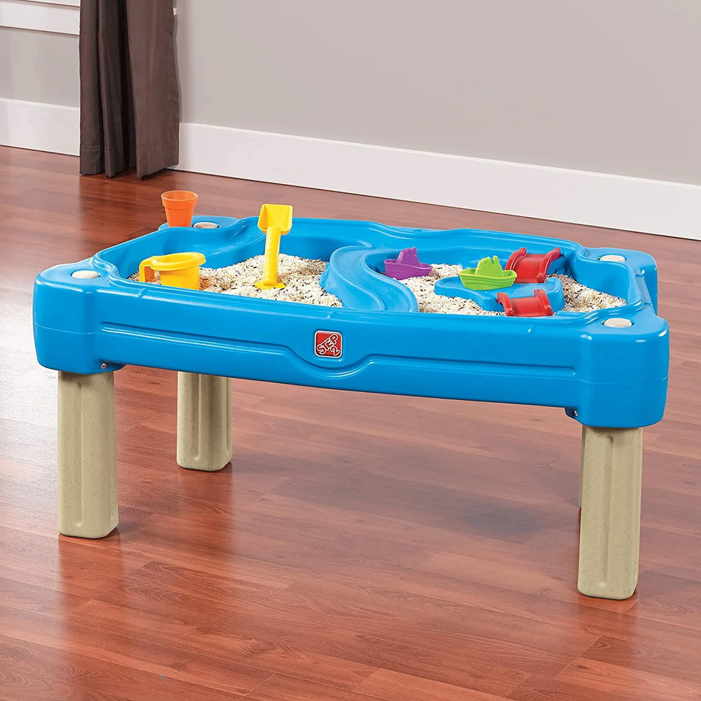 Blue Plastic Sandbox and Water Table with Cover and Umbrella R18679