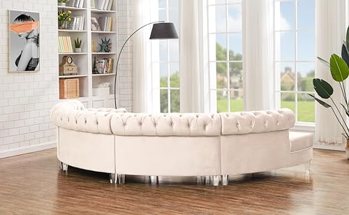Cream Velvet Semi Circular Sofa Sectional M815116