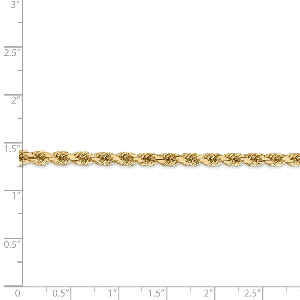 14kt Yellow Gold 4mm Diamond Cut Rope Chain with Lobster Clasp; 9 inch E632