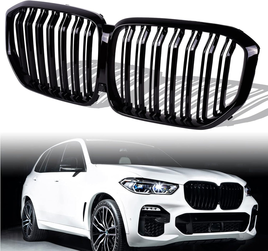 Glossy Black Double Line Front Bumper Grill C616