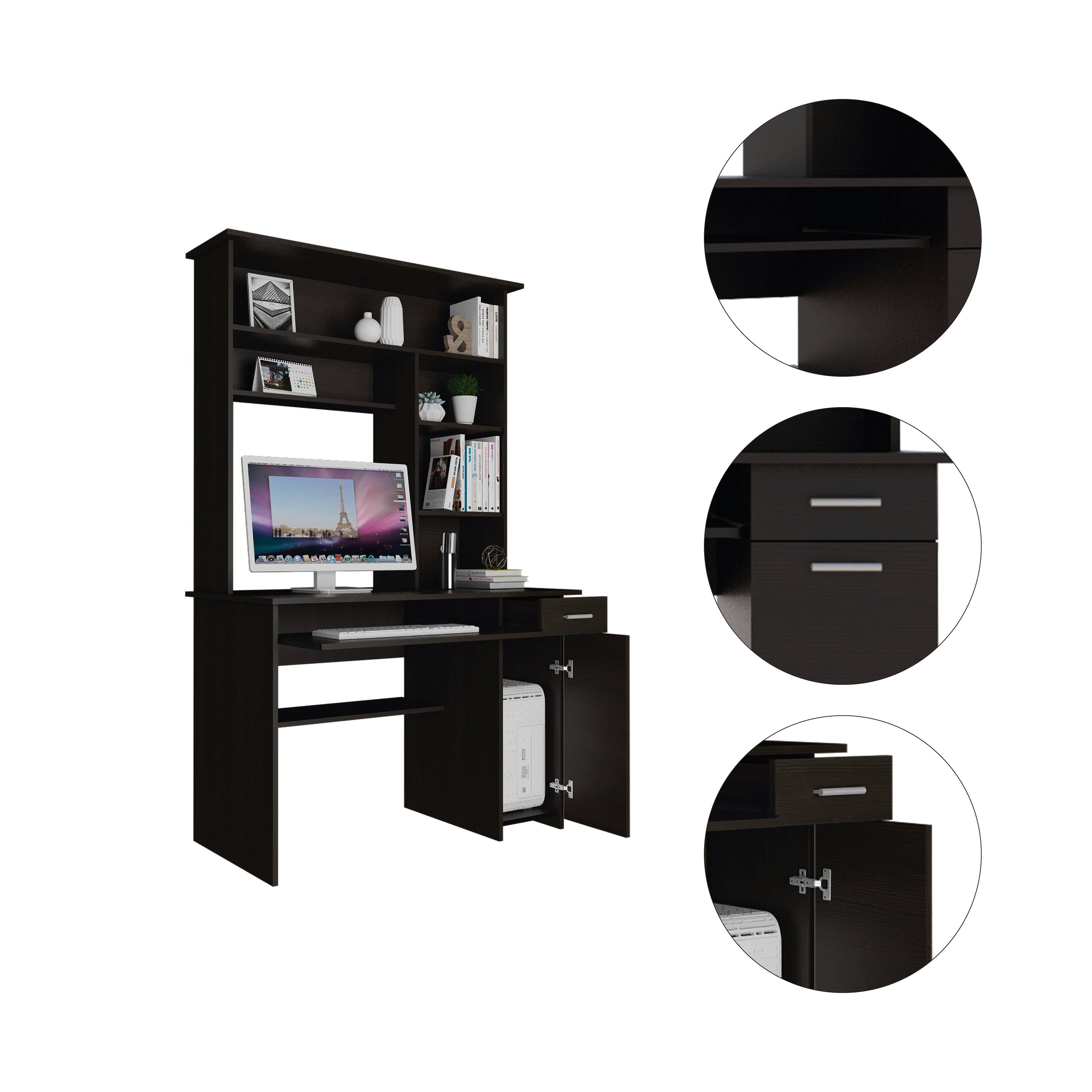 Ash Engineered Wood Desk with Hutch P911510