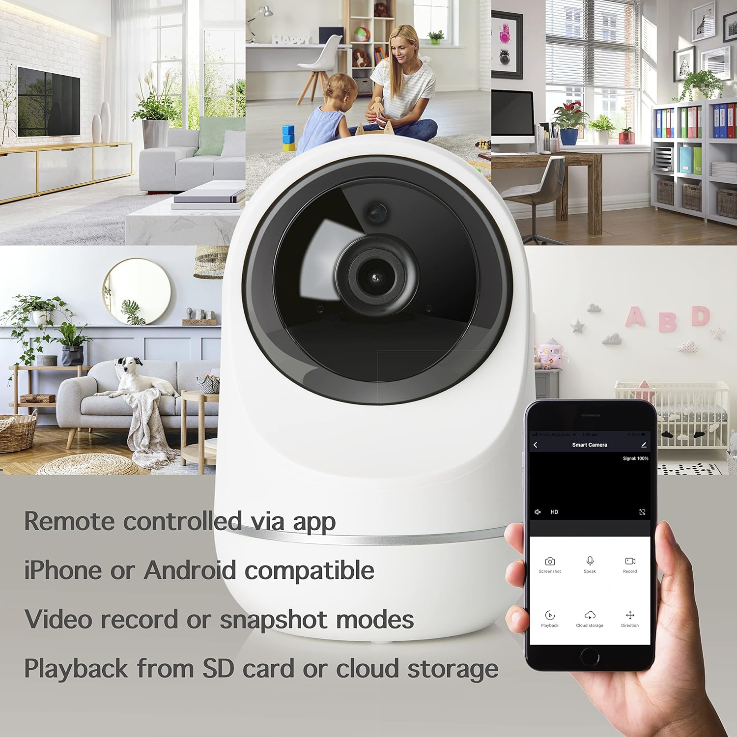 Wi-Fi Camera Pan Tilt Zoom with Audio & Video Recording, Pack of 2 J9347