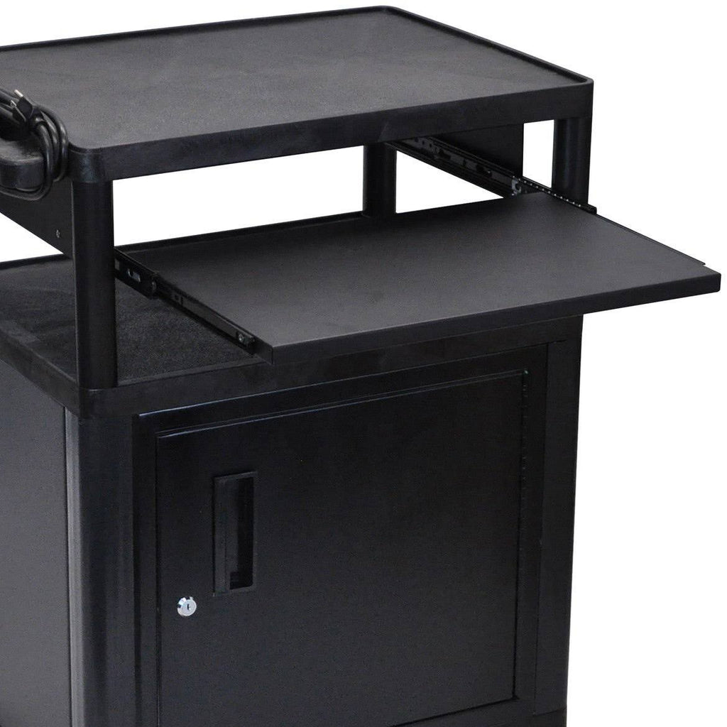 Black 3 Shelf Presentation Cart with Cabinet T293203