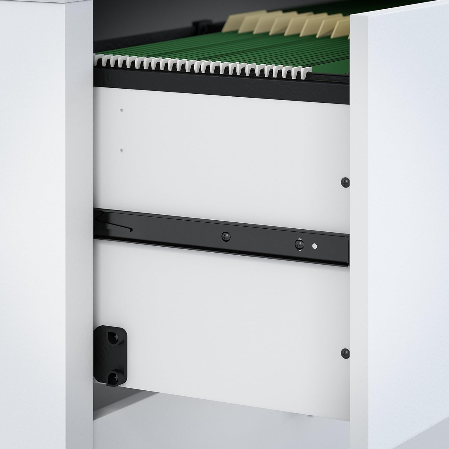 Pure White L Shaped Desk with Mobile File Cabinet H5385