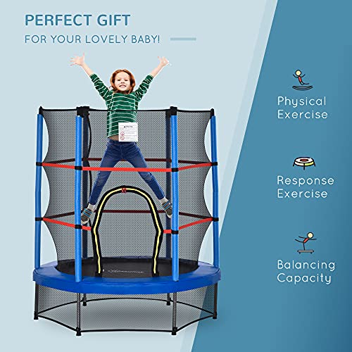 Kids Trampoline with Enclosure Net, Springless Design, Safety Pad and Steel Frame F54954
