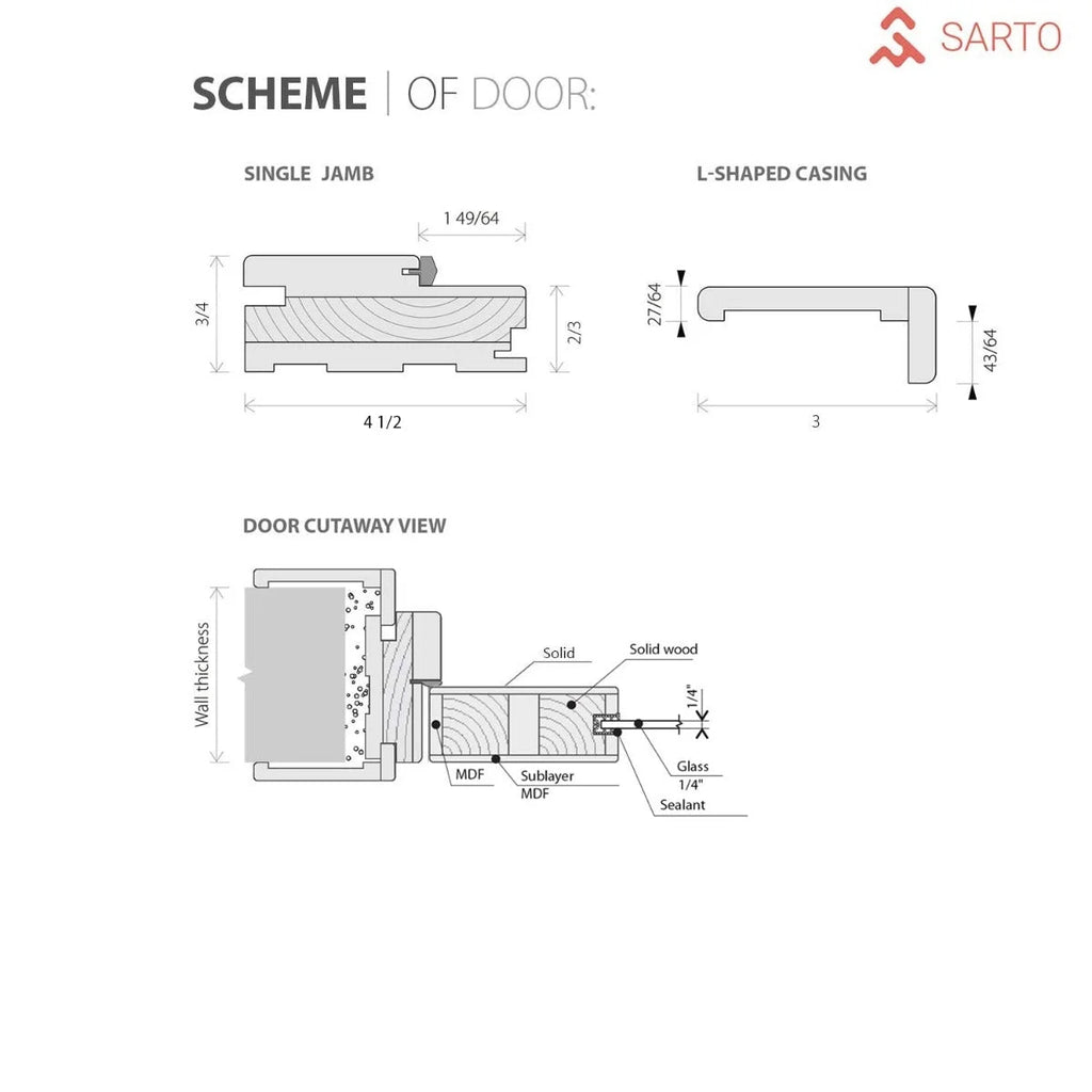 Solid French Double Doors 48 x 96 inches Frosted Glass Wood N838