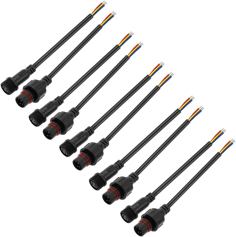 5 Pairs 4 Core Electrical LED Connector IP65 with 20cm 18AWG Cable K7189