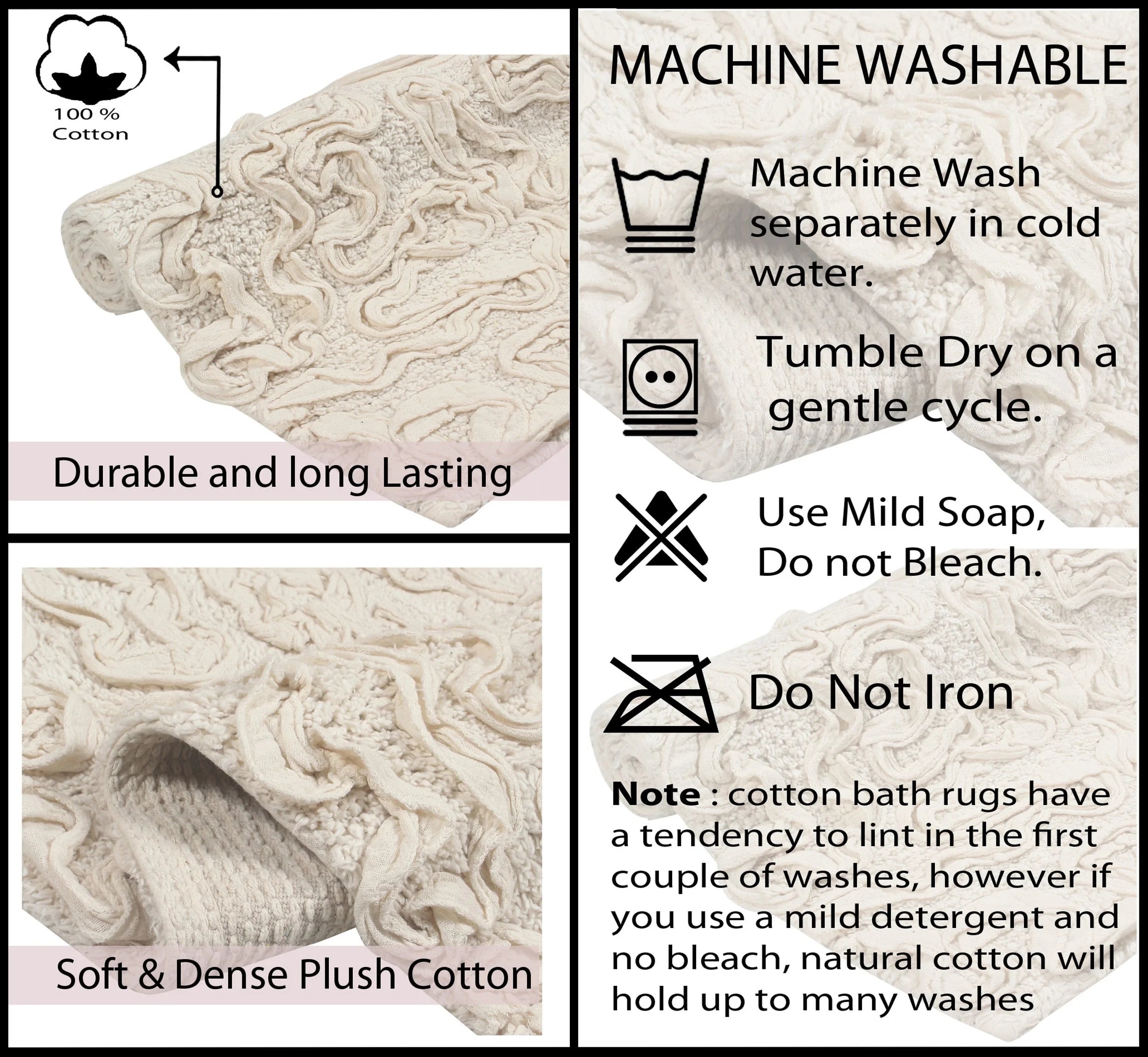Linen Cotton Bathroom Contour Rug M2643