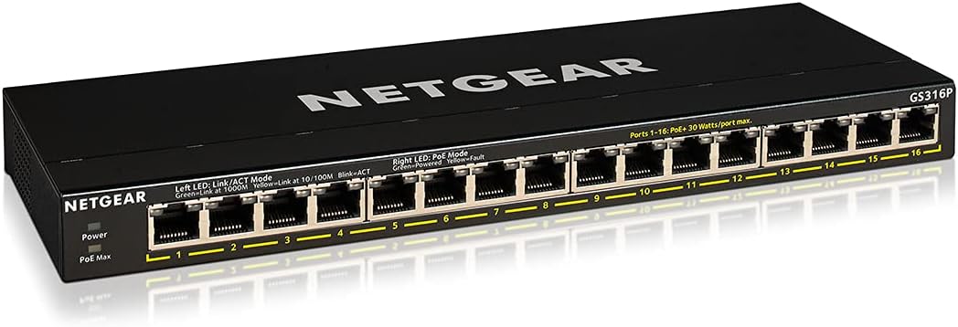 16-Port PoE Gigabit Ethernet Plus Switch with 15 x PoE+ @ 231W, 1 x 1G SFP Port L34956