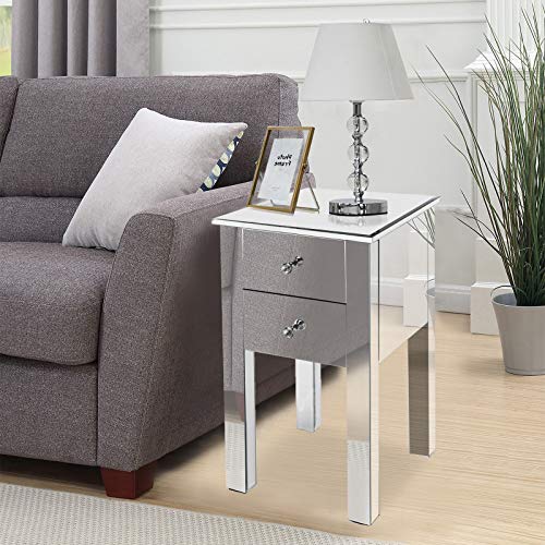 Mirrored Nightstand with 3 Drawers Y853