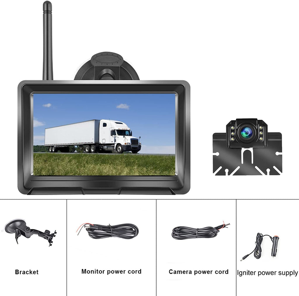5 Inch Wireless Backup Camera Monitor Kit 1080P HD Waterproof Night Vision Wide Viewing Angle Rear View Camera C610