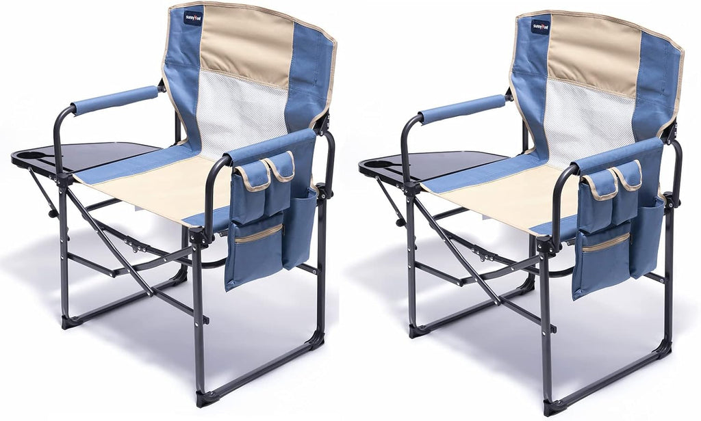 Heavy Duty Oversized Portable Folding Chair with Side Table F386