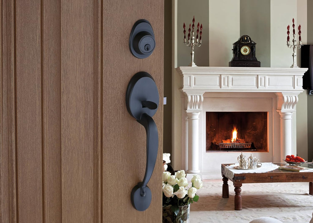 Tuscan Bronze Front Door Handle Set with Colonial Knob Trim N491