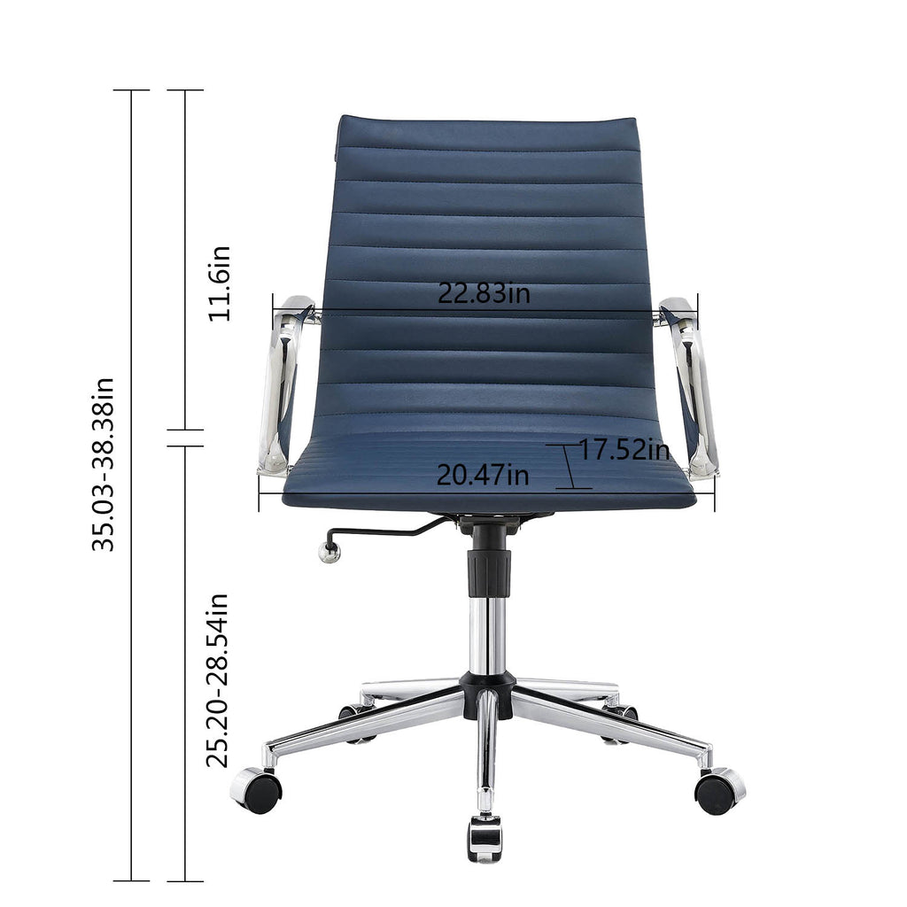 Mid Back Swivel Desk Chair with Armrest in Vegan Leather W179
