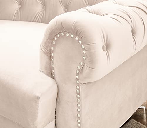 Cream Velvet Semi Circular Sofa Sectional M815116