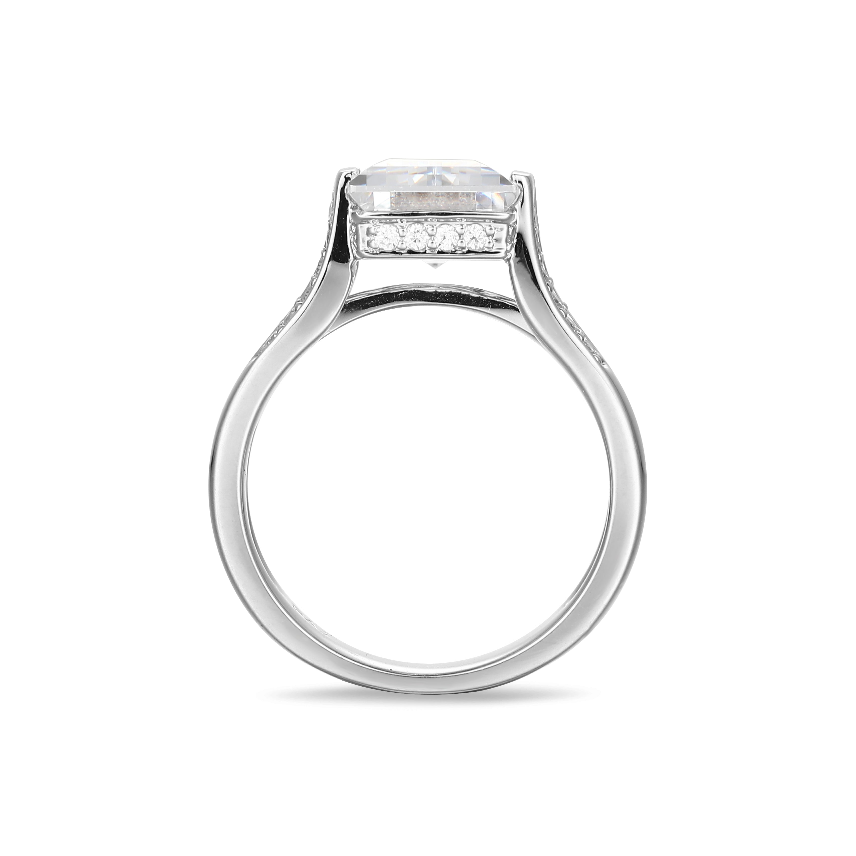 Cubic Zirconia Cathedral Engagement Ring in Rhodium Plated Sterling Silver M648456