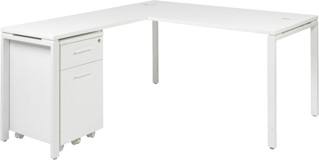 White Mobile File with Hidden Drawer and Castors E3258