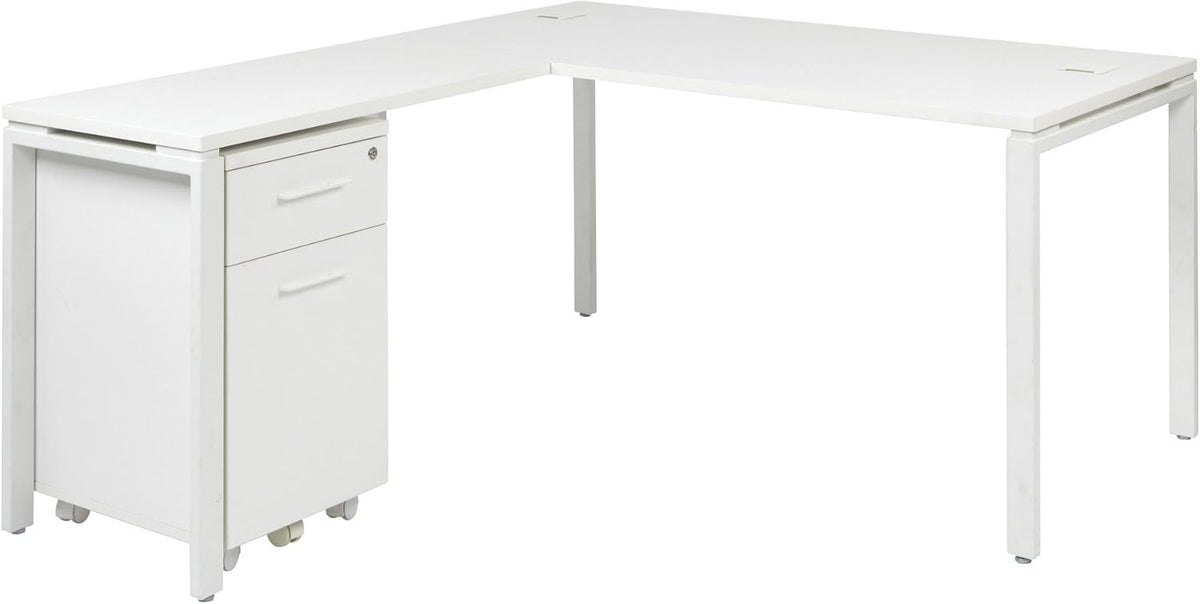 White Mobile File with Hidden Drawer and Castors E3258